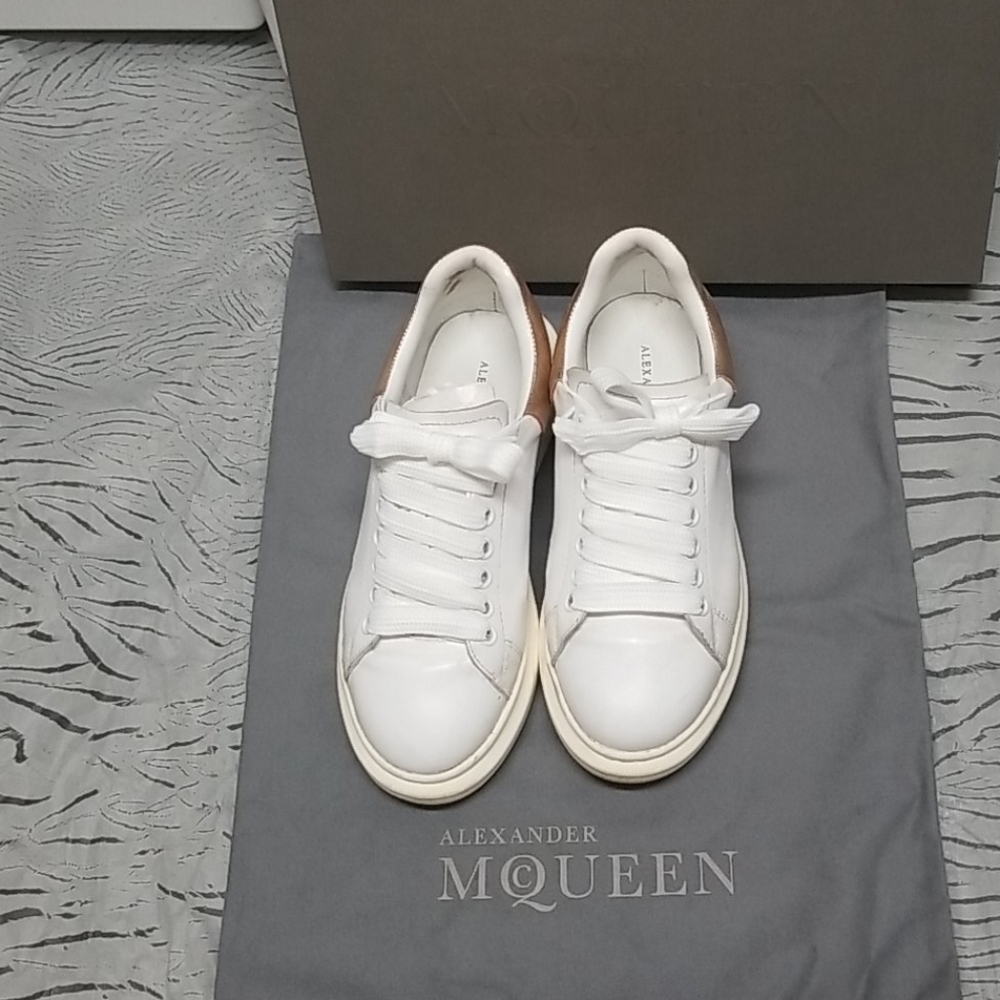 White & Rose Gold Oversized Sneakers